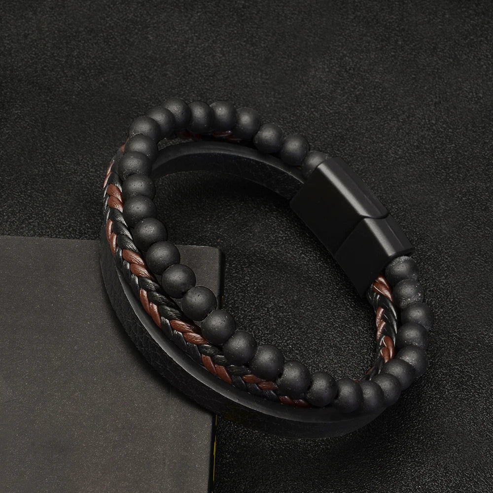 Rafael™ | Pulsera Negra Múltiple