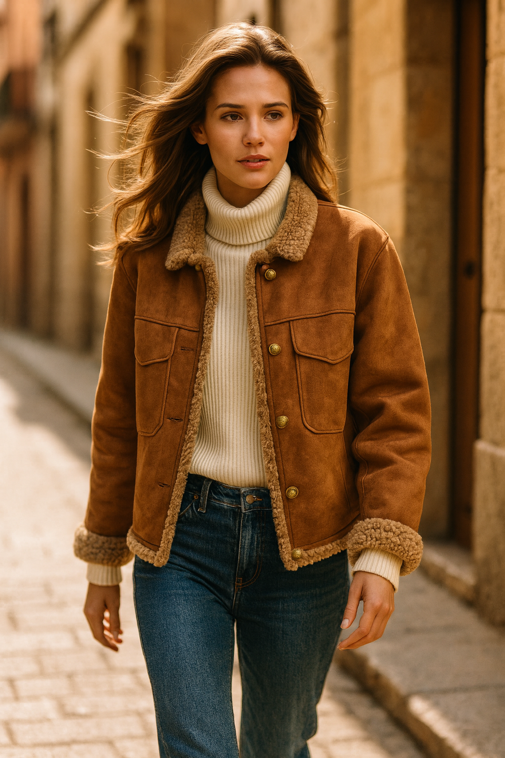 Bianca™ | Chaqueta elegante de piel de cordero con botones