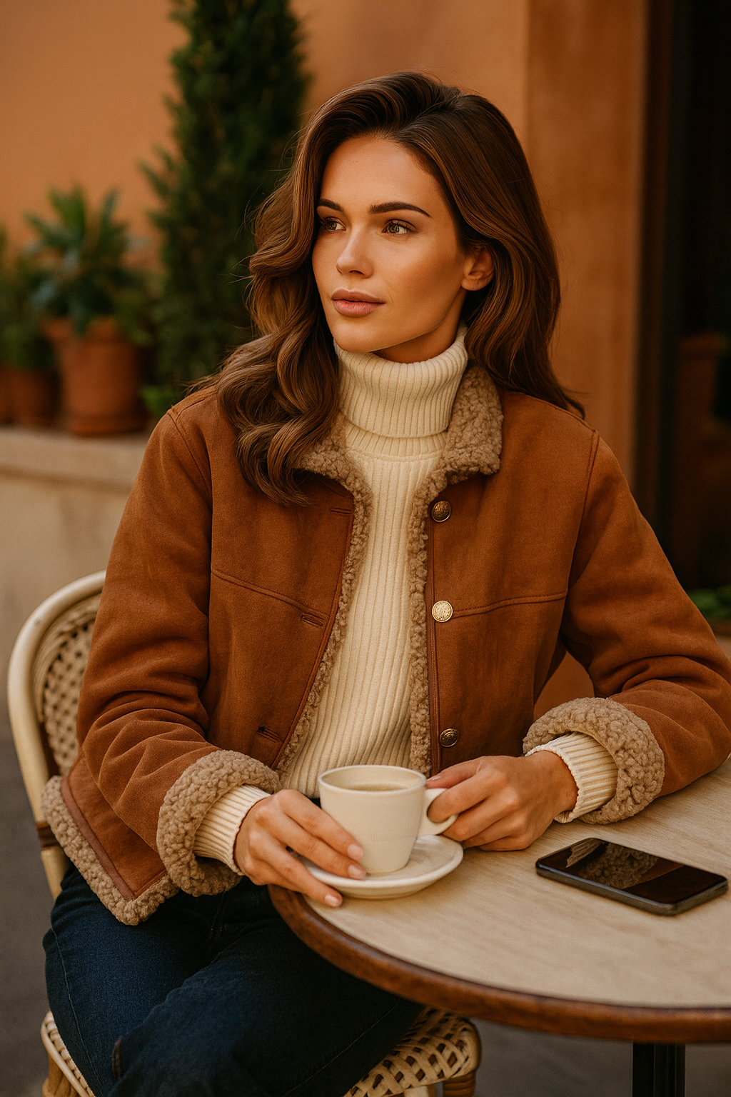 Bianca™ | Chaqueta elegante de piel de cordero con botones