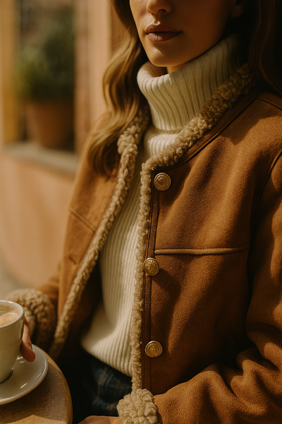 Bianca™ | Chaqueta elegante de piel de cordero con botones