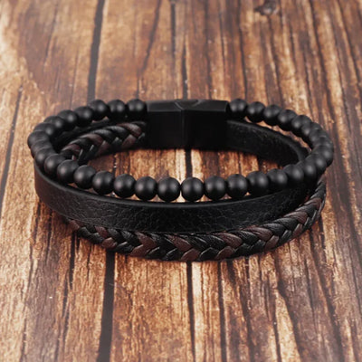 Rafael™ | Pulsera Negra Múltiple