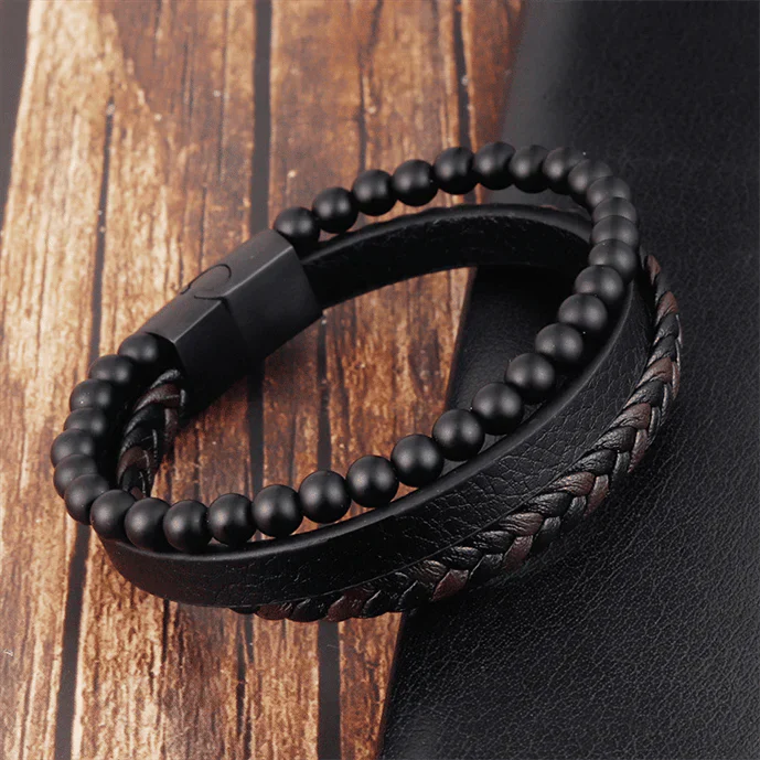 Rafael™ | Pulsera Negra Múltiple