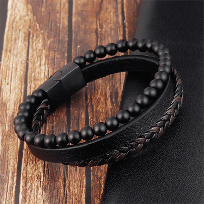 Rafael™ | Pulsera Negra Múltiple